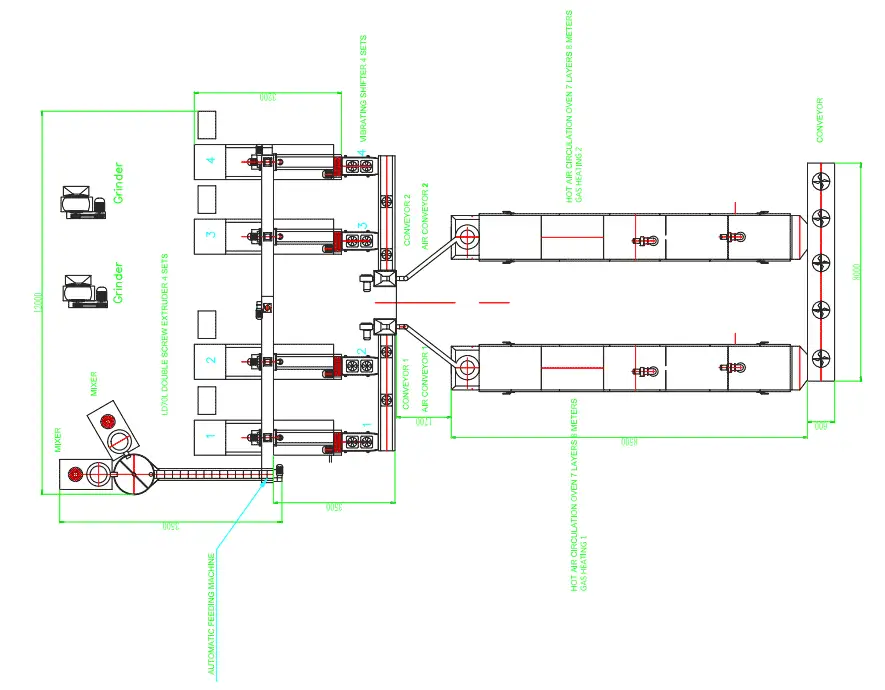 Schematic diagram of instant rice production line