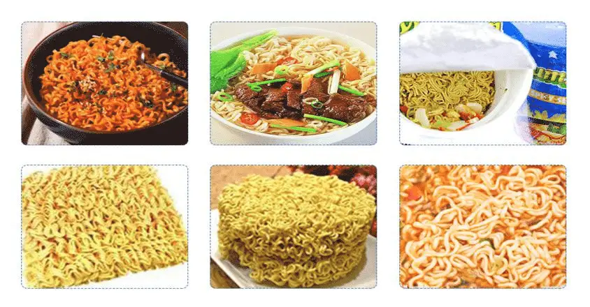Sample of instant noodles production line